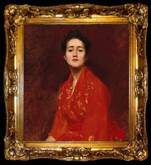 framed  William Merritt Chase Study of a Girl in Japanese Dress, ta009-2